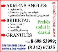 Anglys, briketai, granulės. UAB "Traders Group"