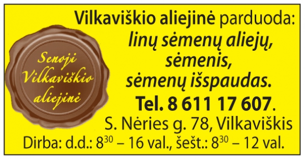 Vilkaviškio aliejinė parduoda: